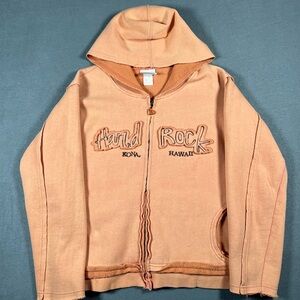 Vintages Y2K Hard Rock Cafe Kona Hawaii Orange Full Zip Sweater Women’s Size M